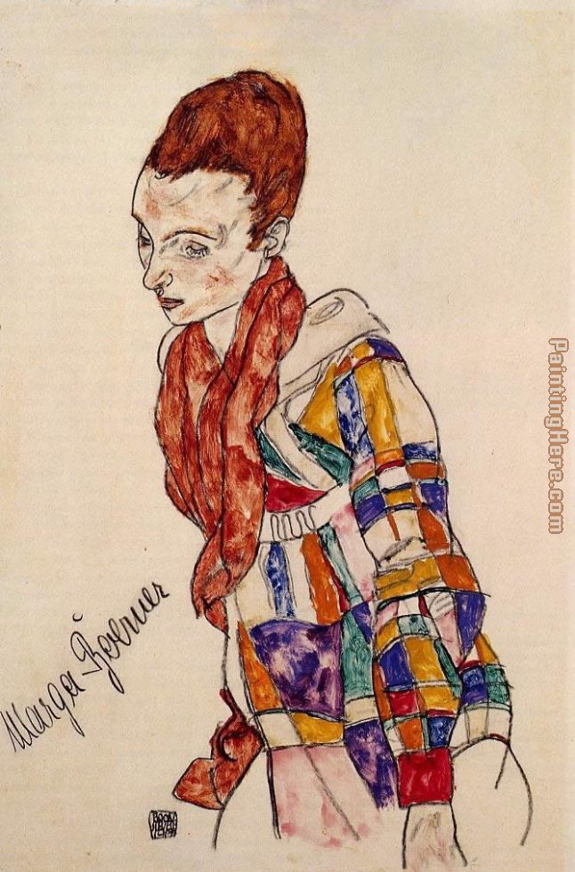Portrait of the Actress Marge Boerner painting - Egon Schiele Portrait of the Actress Marge Boerner art painting
